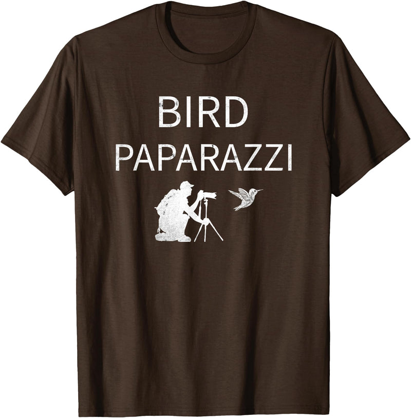 Birdwatching | Bird Photographer Gifts Unisex-Adults Black Short Sleeve T-Shirt Small Bird Photography T-Shirt - Brown