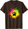 Furry Fandom Shirt by Crush Retro Furry Shirt Rainbow Bear Fursona Wolf Paw Print Gifts T-Shirt - Brown