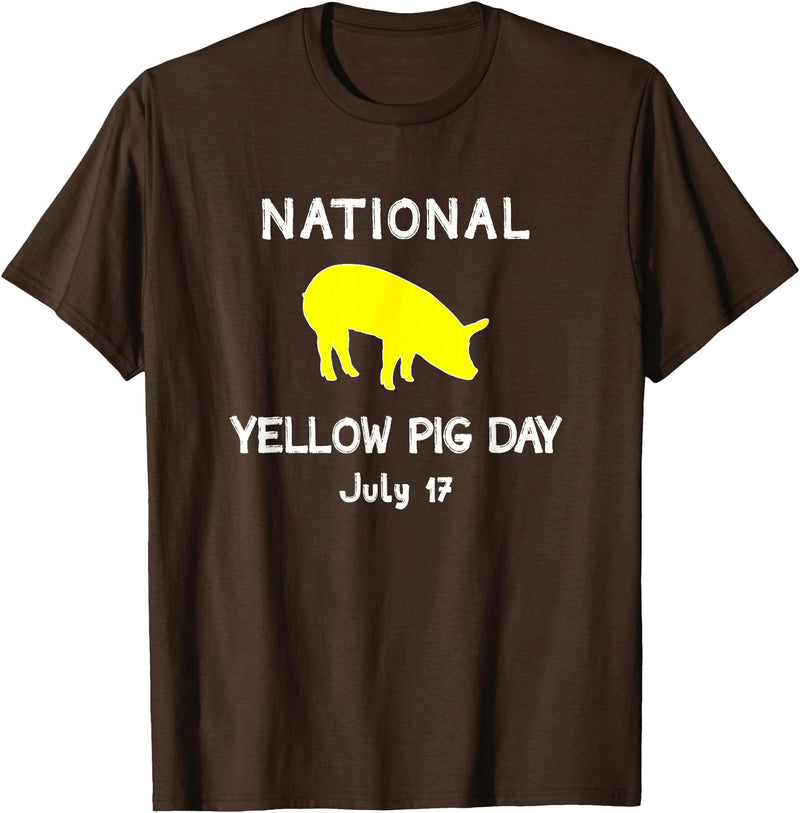 Porker Apparel Co National Yellow Pig Day T-Shirt - Brown