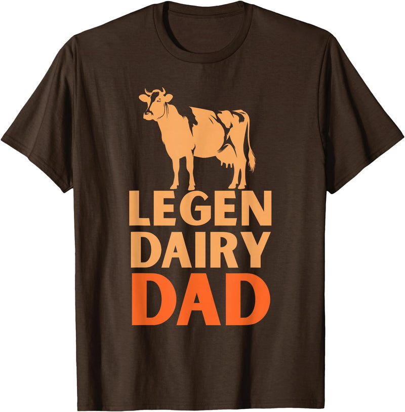 Cool Legendairy Cow For Dad Farming Tees Legen Dairy Dad Cow Vintage for Men Farmer Father's Day T-Shirt - Brown
