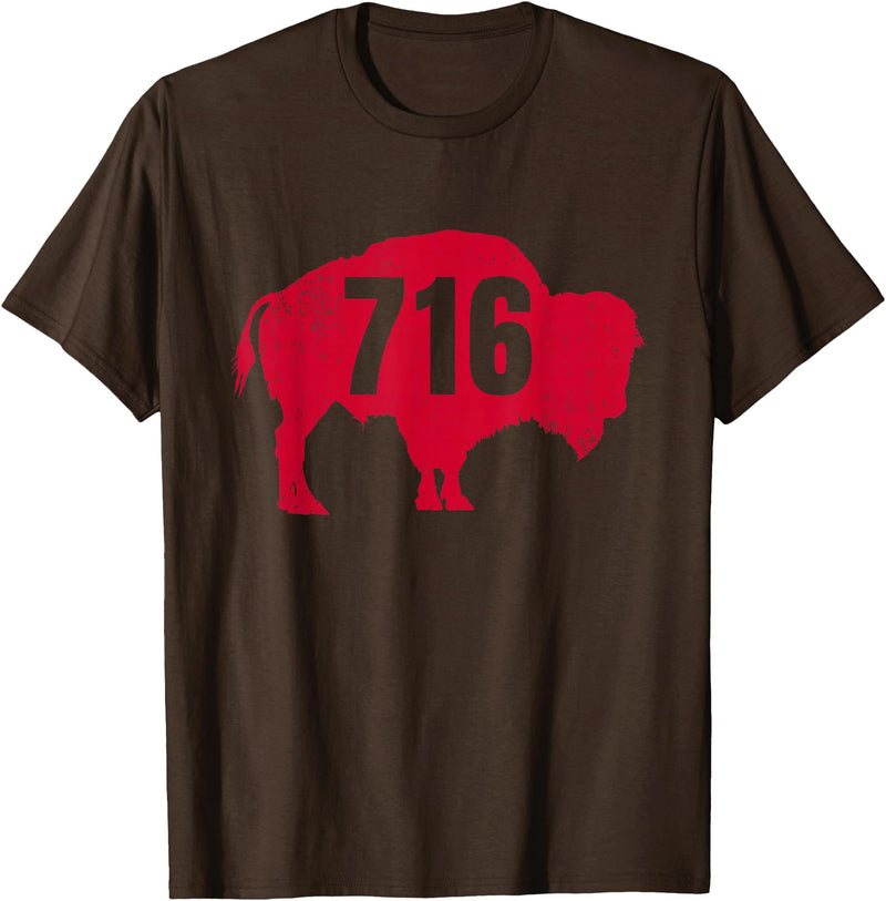 EmmaLoo Tees Buffalo New York BFLO B-Lo WNY Shirts 716 Area Code Buffalo New York BFLO WNY T-Shirt T-Shirt - Brown