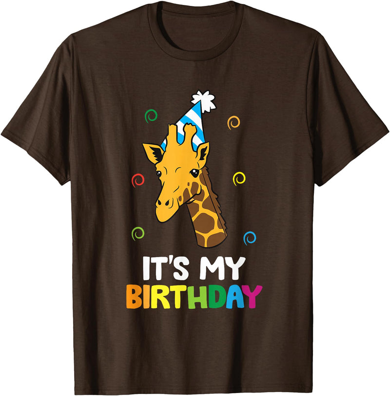 Giraffe Lover Gifts And Tees Giraffe Birthday It's My Birthday Funny Giraffe T-Shirt - Brown