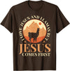 Funny Llamas Saying Protestant Bible Christ God Llamas Lover Christian Religion Faith Jesus Catholic T-Shirt - Brown
