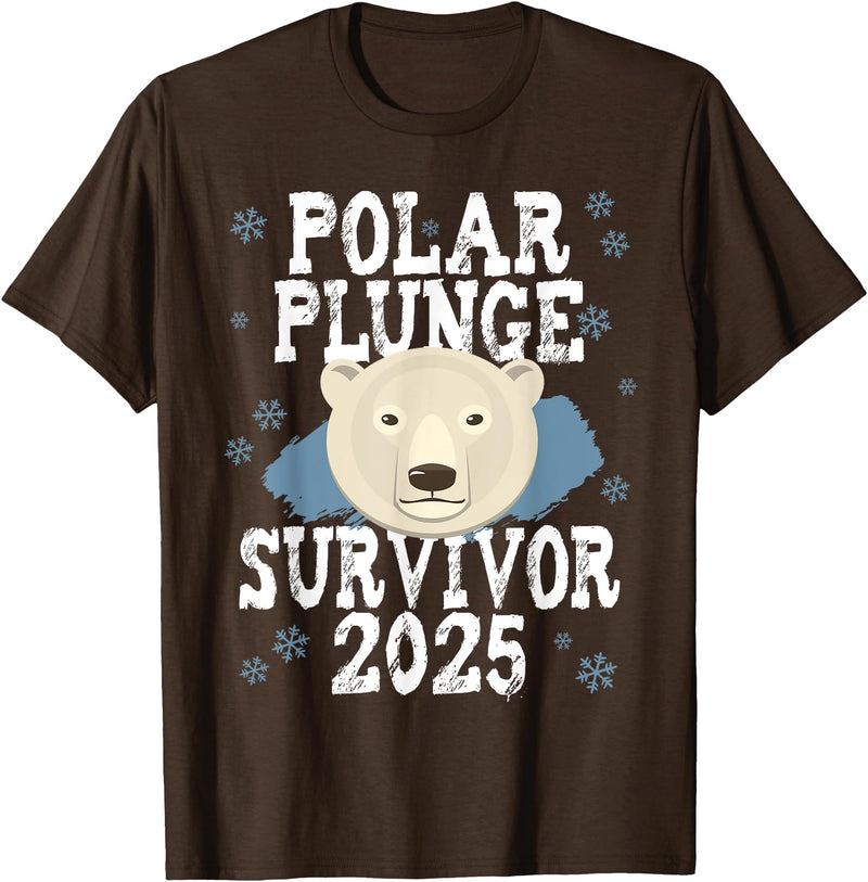 Take The Plunge Designs Unisex-Adult Black Polar Bear T-Shirt - Small - Short Sleeve - Crew Neck - Winter - 1 Count - Brown