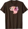 RWS235 When Pigs Fly, Flying Pig T-shirt T-Shirt - Brown