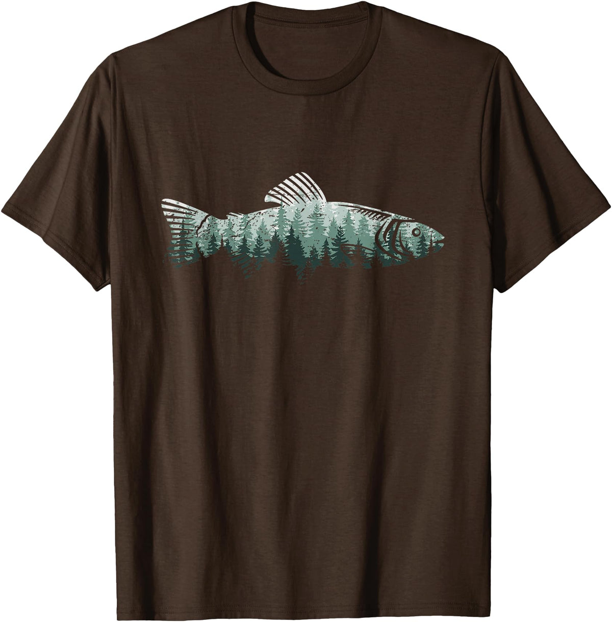 Mountain Nature Wildlife Forest Gifts Fisherman Forest Nature Outdoor Wildlife Trout Fly Fishing T-Shirt - Brown