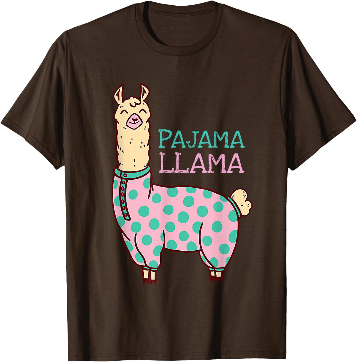 Cool Llama lovers Pyjama day Pajama Llama Cute Llama Pajama Alpaca Kids Women Girl T-Shirt - Brown