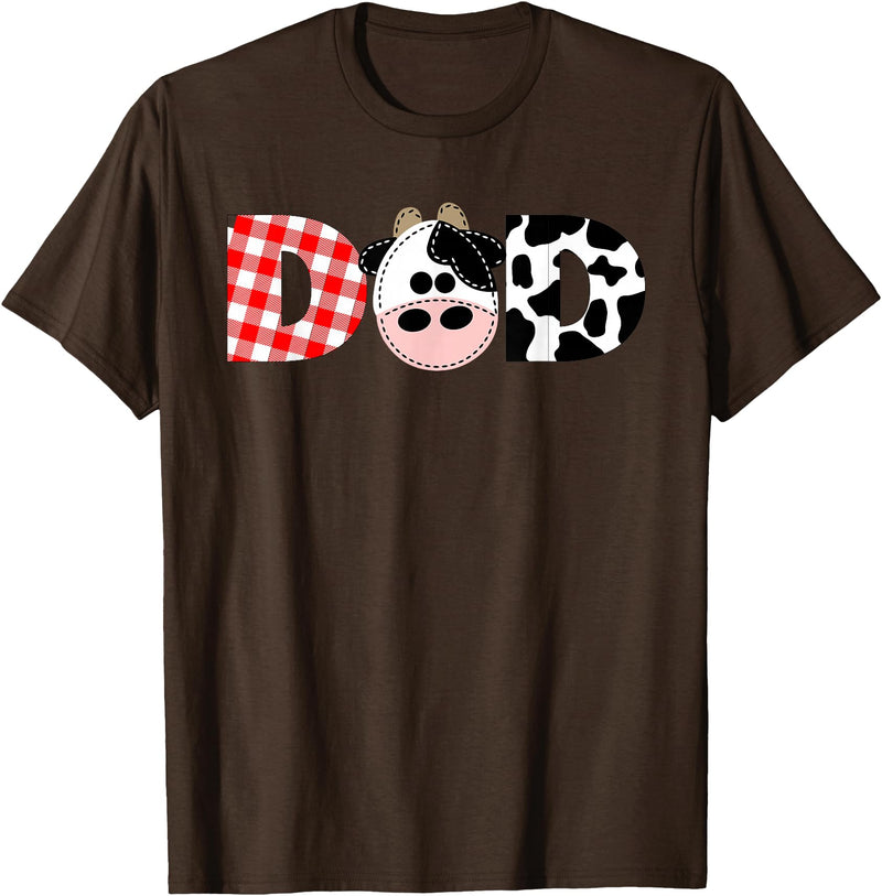 Funny Cow Mom And Dad Birthday Family Tees Dad of The Birthday for Boy Cow Farm 1st Birthday Cow Daddy T-Shirt - Brown