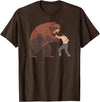 Outdoor lover funny outfits Bear Challenge - Funny Man Against Wild Bear Fighting T-Shirt - Brown