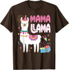 Family Matching Llama Birthday Party Supplies Mama Llama Mom Of The Birthday Llama Birthday Theme T-Shirt - Brown