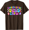 Kindergarten Crew Retro Bunny Teacher Easter Day Rabbit T-Shirt in Brown