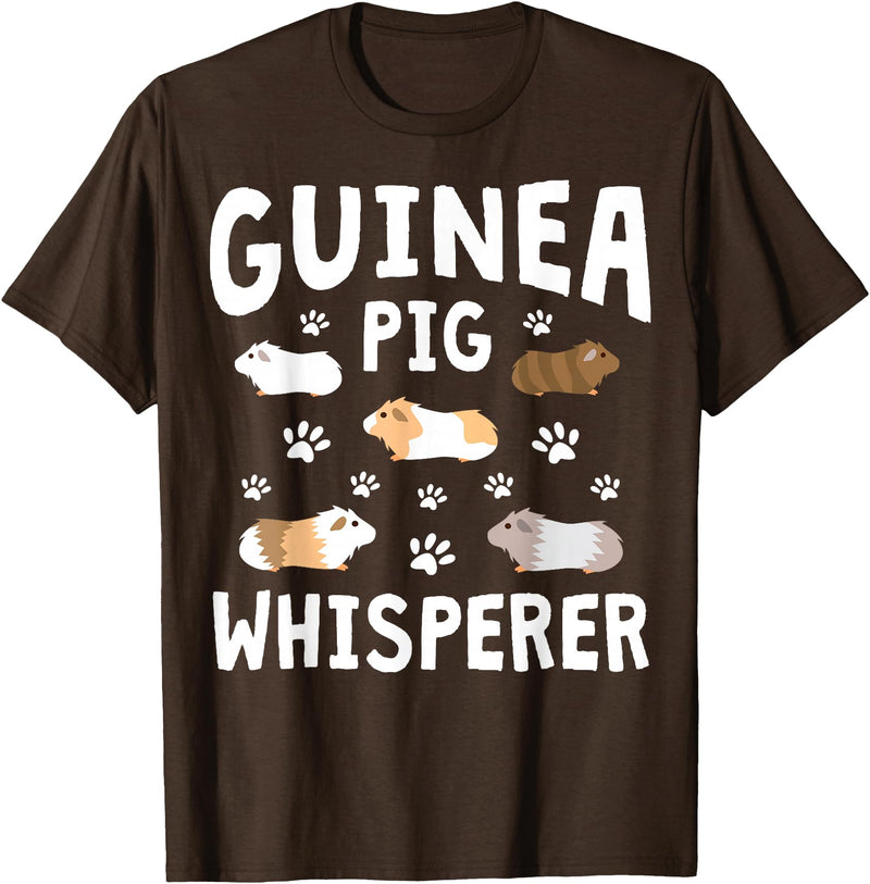 Guinea Pig Lover Apparel For Mom Women Girls Guinea Pig Whisperer Mom Girl Women Funny Guinea Pig Lover T-Shirt - Brown