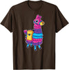 Llama Pinata Party Shop Funny Loot Llama Pinata with Yellow Saddlebag T-Shirt - Brown