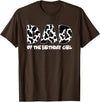 funny saying Gifts for Family Members and more Dad of the Birthday Girl Cow Print Cow Pattern T-Shirt - Brown