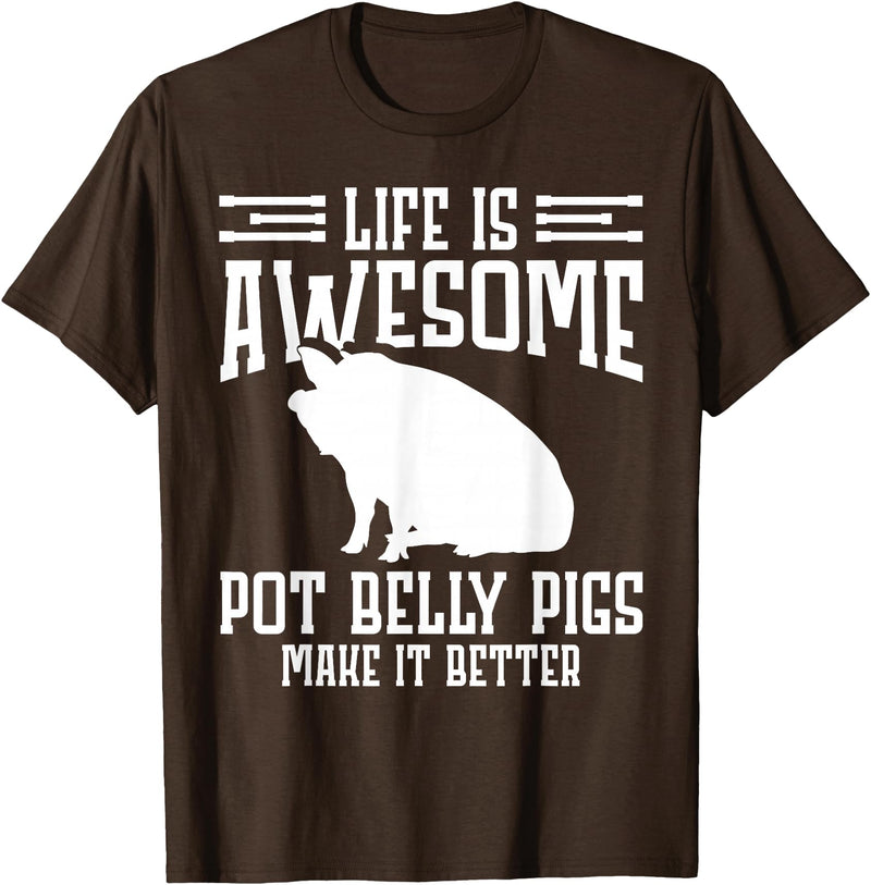 Pot Belly Pig Clothing & Pig Stuffed Animal Pot Belly Pig Enrichment Toys Pig Food Pot Belly Pig Lover T-Shirt - Brown