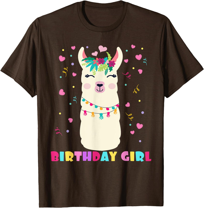 Llamazing Birthday Party Outfit Llama Lovers Birthday Girl Cute Llama Alpaca Kids Llamazing T-Shirt - Brown