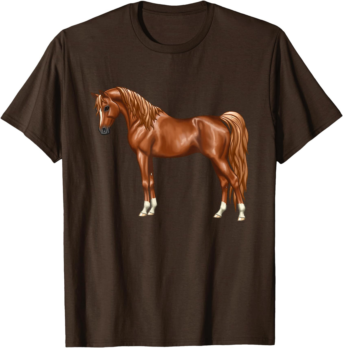 Arabian Horse Art by CSForest Beautiful Red Chestnut Egyptian Arabian Horse Lovers Gift T-Shirt - Brown