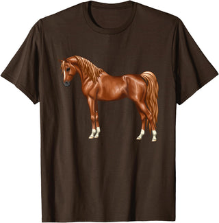 Arabian Horse Art by CSForest Beautiful Red Chestnut Egyptian Arabian Horse Lovers Gift T-Shirt - Brown