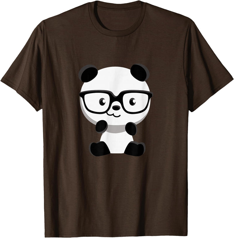 My Shirt Hub Cute Little Bear Panda Nerd with Glasses T-Shirt - Brown