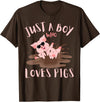 Funny Pig Lover Farm Animals Just A Boy Who Loves Pigs sunglasses In the Mud Kids Boy T-Shirt - Brown