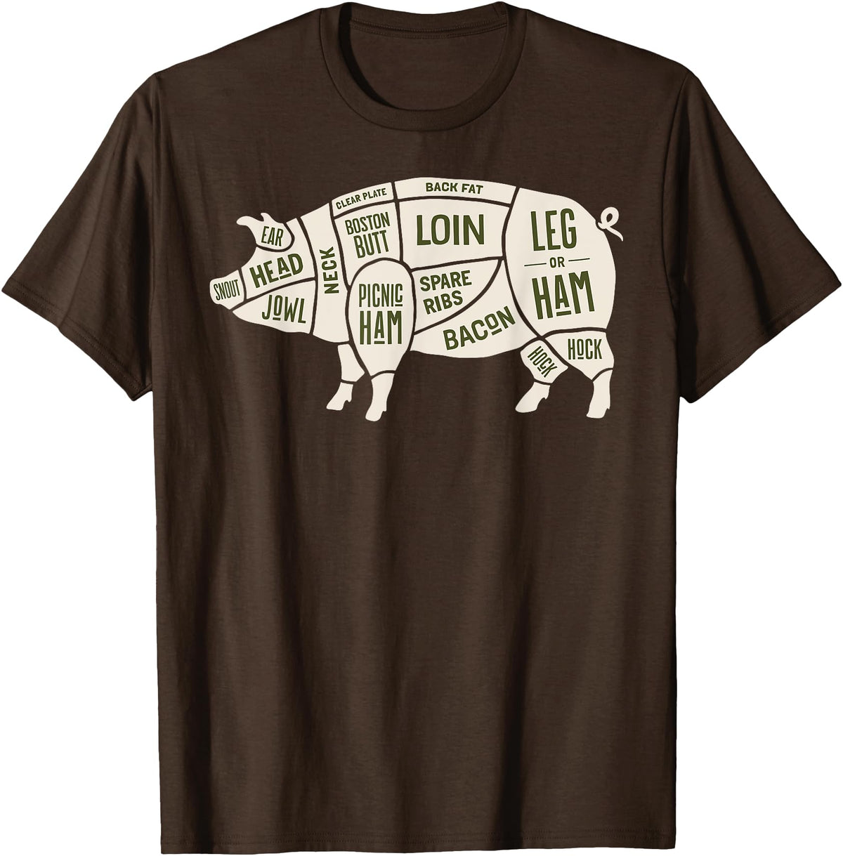Pig & Pork Butcher Diagram Tees Pig & Pork Butcher Diagram Bacon Lover - T-shirt T-Shirt - Brown