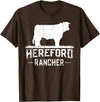 Farm and Hereford Cow for Men and Cattle Clothing Hereford Rancher - Hereford Cow For Cattle Farmer T-Shirt - Brown