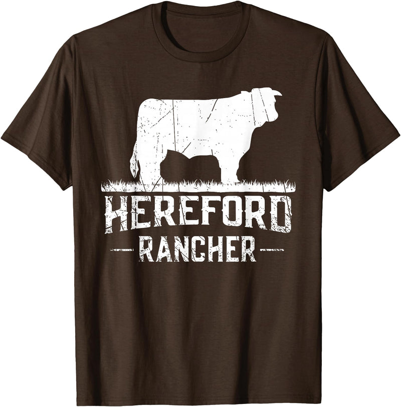 Farm and Hereford Cow for Men and Cattle Clothing Hereford Rancher - Hereford Cow For Cattle Farmer T-Shirt - Brown
