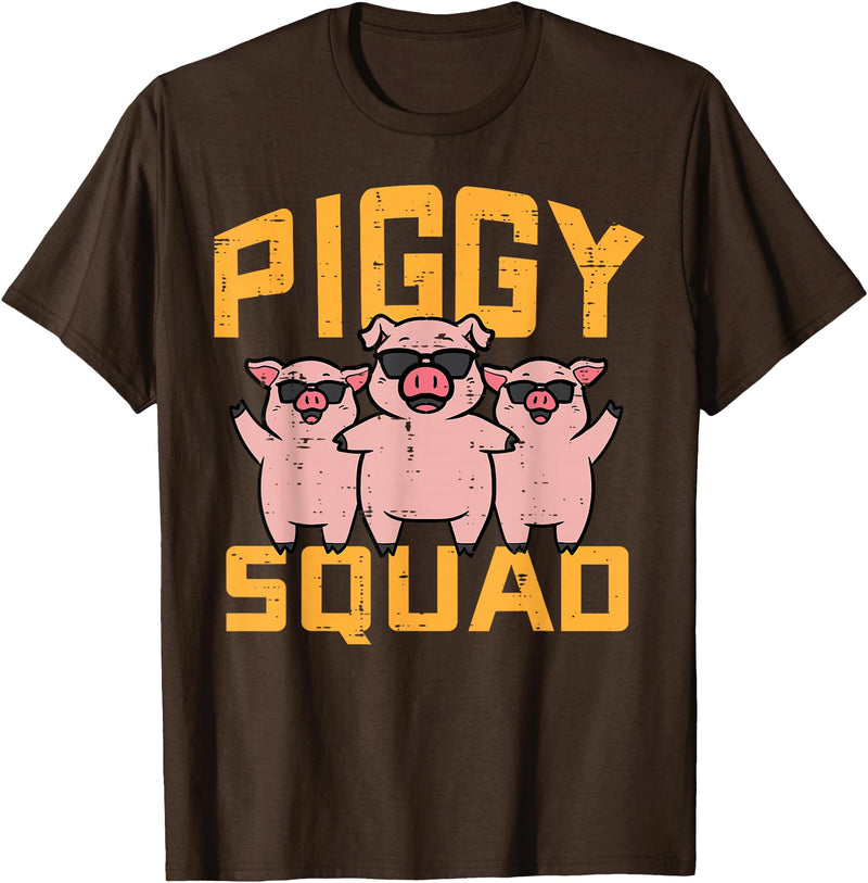 Pig Lover Shirts For Men Women Kids Pig Lover Piggy Squad Hog Farmer Crew Swine Women Men Kids T-Shirt - Brown