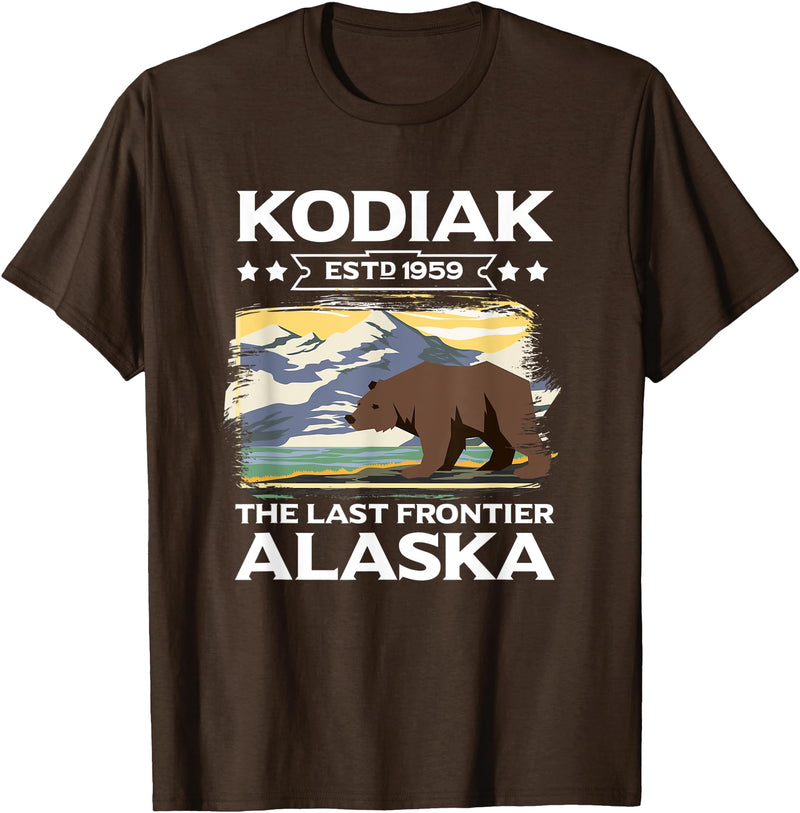 Denali National Park And Preserve Gear Kodiak The Last Frontier Alaska Grizzly Bear Outdoor Hiking T-Shirt - Brown