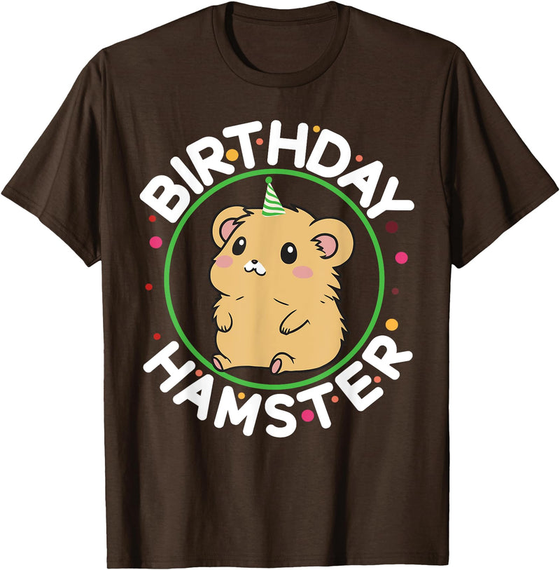 Unisex-Kids Hamster Birthday Party Birthday Hamster T-Shirt - Brown