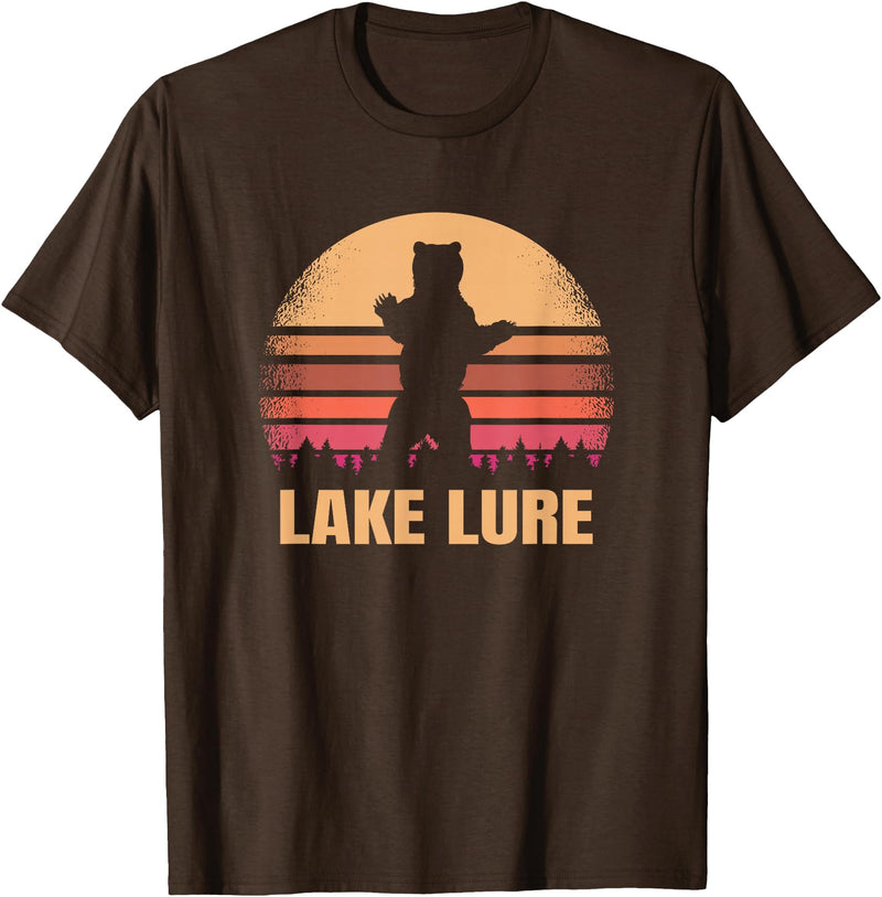Lake Lure North Carolina Vintage NC Retro 80s Co. Lake Lure North Carolina Vintage Bear NC Distressed 80s T-Shirt - Brown