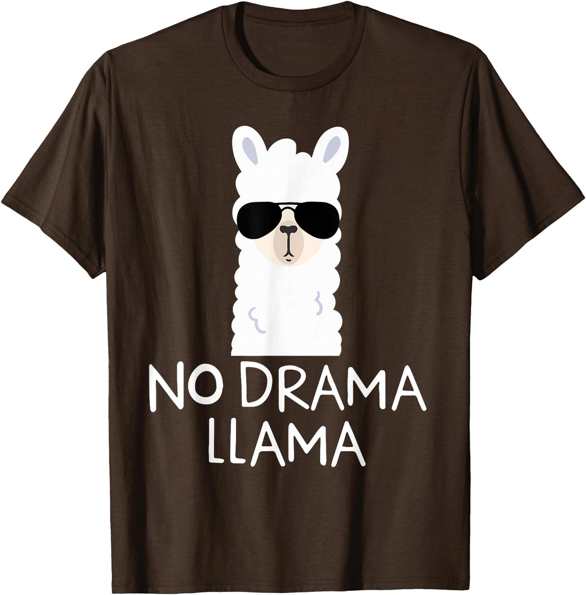 No Drama No Pob-Llama Alpaca Gifts No Drama Llama Alpaca with Sunglasses Llama Lovers Gift T-Shirt - Brown