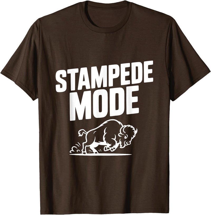 Fraxoweb Stampede Mode Buffalo for Animal Lovers T-Shirt - Brown