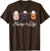 Highland Cow Nurse Life Costume Cute Highland Cow Nurse Life Farm Animal Lover Nursing T-Shirt - Brown