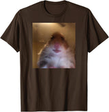 Hamster stares into the front camera I Internet Hamster Meme T-Shirt - Brown