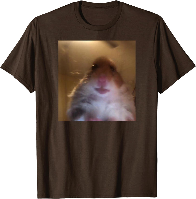 Hamster stares into the front camera I Internet Hamster Meme T-Shirt - Brown