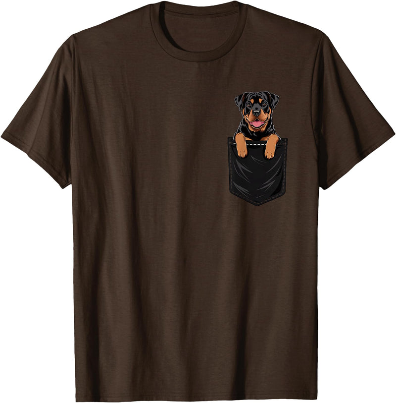 RottweilersBests Funny Rottweiler In Pocket Dog Mom Dad T-Shirt - Brown