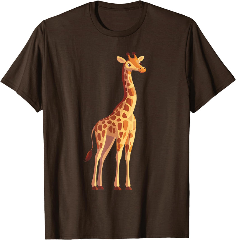 Giraffe and Zookeeper Design Giraffe T-Shirt - Brown