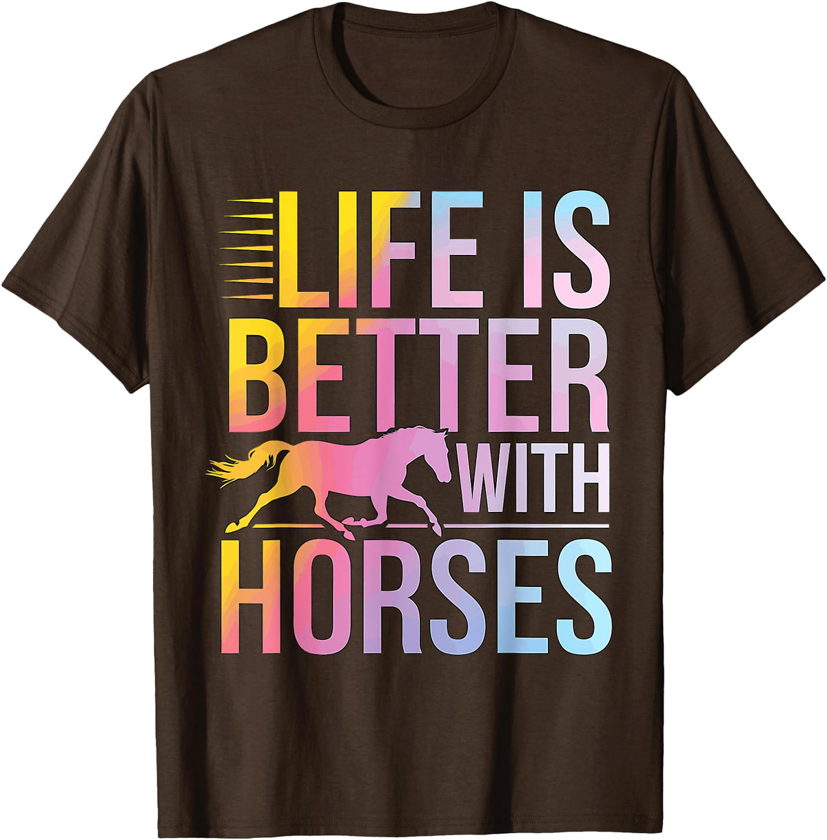 GrandMaster Design Life Is better With Horses T-Shirt - Brown