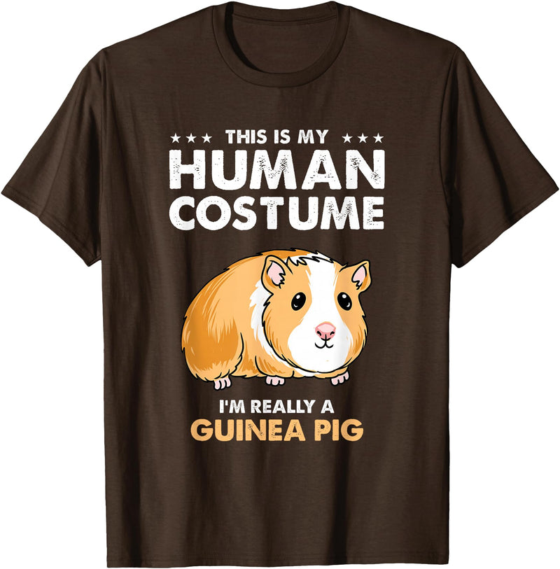 Hiking Lover Design This Is My Human Costume Guinea Pig T-Shirt - Brown