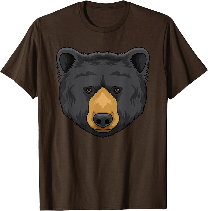 Wowsome! Black Bear Animal Head - Cute Black Bear Lover Women Men T-Shirt - Brown