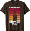4th Of July Patriotic Day Llama Funny Llama Patriotic It's My Birthday Happy 4th Of July T-Shirt - Brown