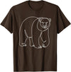 Modern Minimalist Wildlife Line Art Graphic Minimalist Polar Bear Single Line Art Drawing T-Shirt - Brown