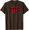 The Bearly Red Buffalo Check Vintage Bear for Gay Bear Pride T-Shirt - Brown
