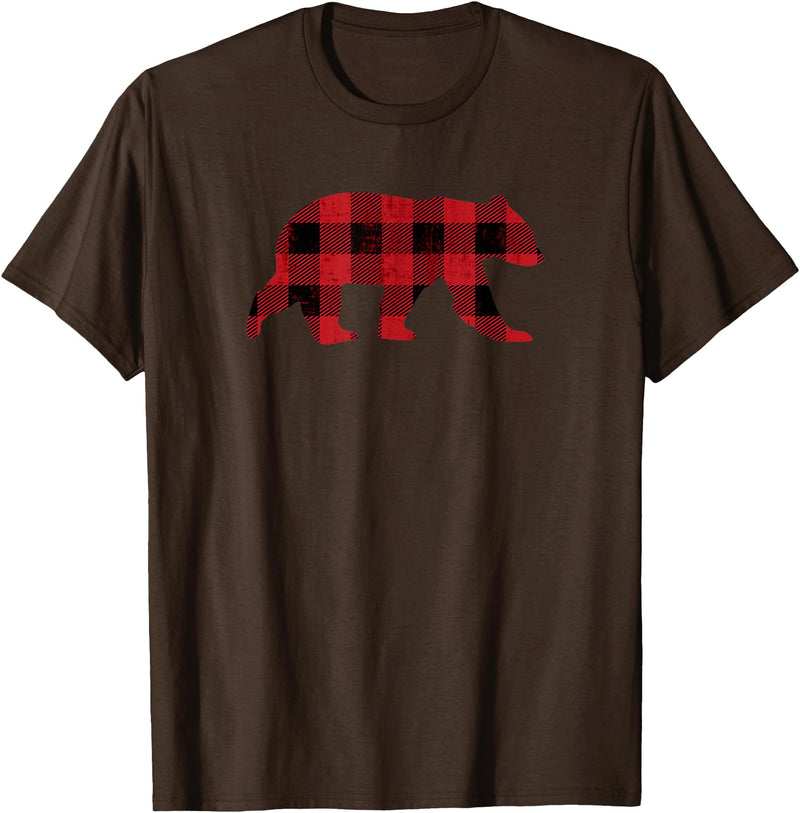 The Bearly Red Buffalo Check Vintage Bear for Gay Bear Pride T-Shirt - Brown