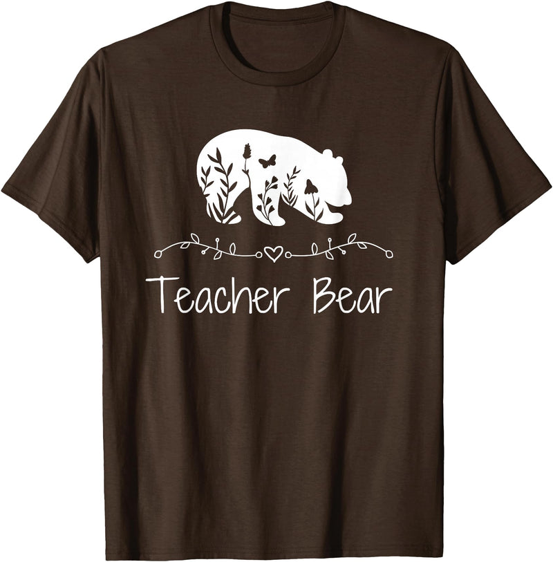 Teacher Bear Funny Teachers back to school Gifts Teacher Bear For Educators - Teacher Appreciation T-Shirt - Brown