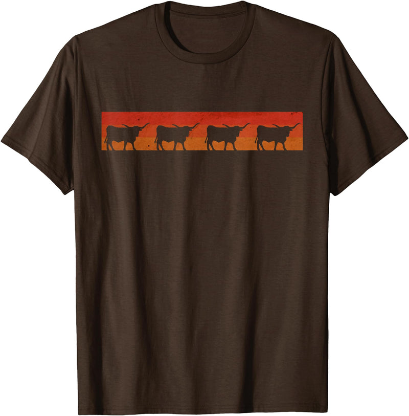 Triple G Mavs Vintage Retro Longhorn Shirt Cow Farm Animal Gift T-Shirt - Brown