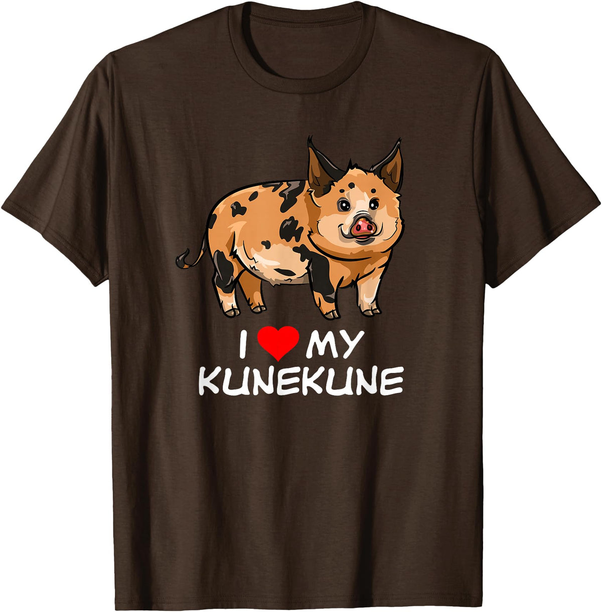 Angry Ant Graphics - Kunekune Pig Gifts I Love My Kunekune Pig T-Shirt - Brown