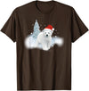 Happy Holiday Season Snow Gifts For Women Cute Christmas Polar Bear Red Santa Hat Lighted Tree Snow T-Shirt - Brown