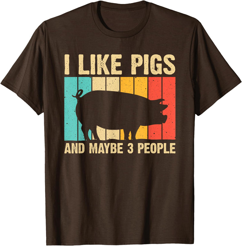 Cool Pig Gifts Farmer Pigs Accessories & Stuff Funny Pig for Men Women Farm Animal Swine Vintage Pig Lovers T-Shirt - Brown